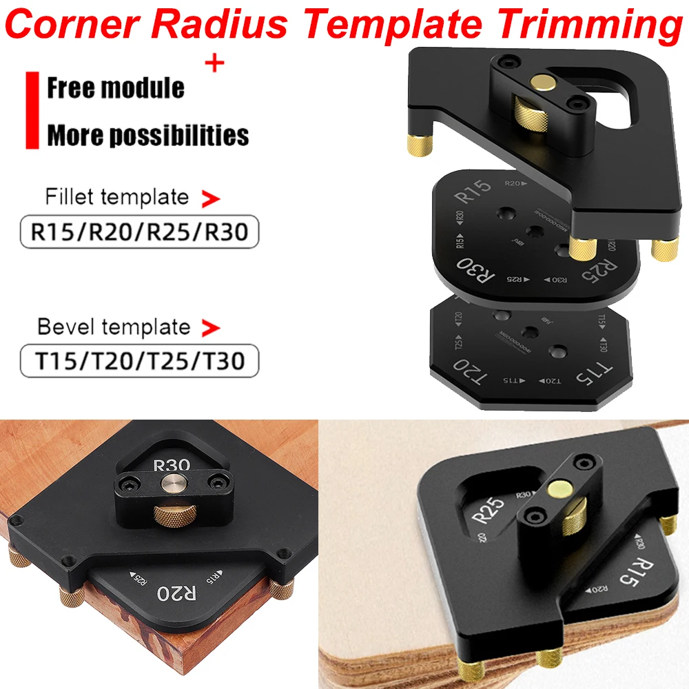 Woodworking Router Corner Radius Templates Jig Wood Right Angle / Fillet Corner Milling Quick-Jig R15-R30 T15-T30 Router Tools