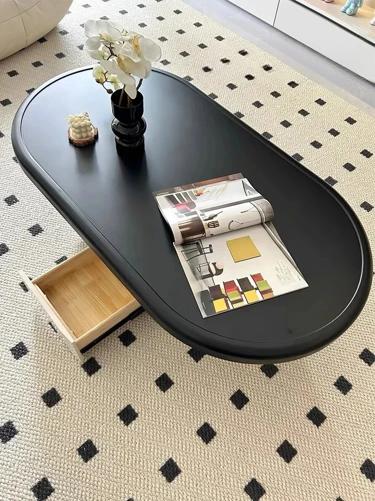 

Минималистичный кремовый журнальный столик WW для гостиной, креативный, для небольшой квартиры, высококачественный, овальный