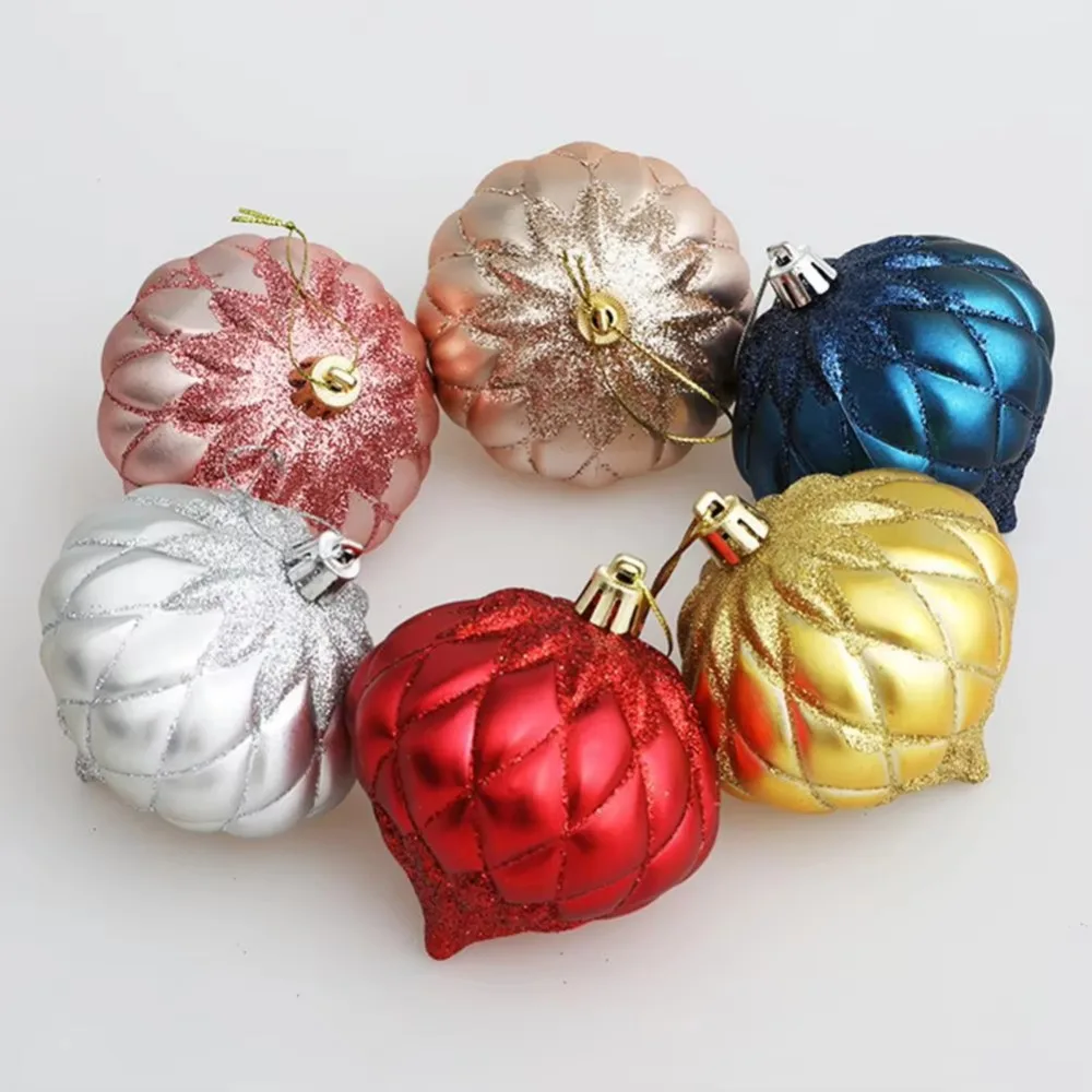 Creative Fine Texture Christmas Ball Pendant Plastic Shiny Christmas Balls Ornament DIY Painted Thread Ball Home Decor