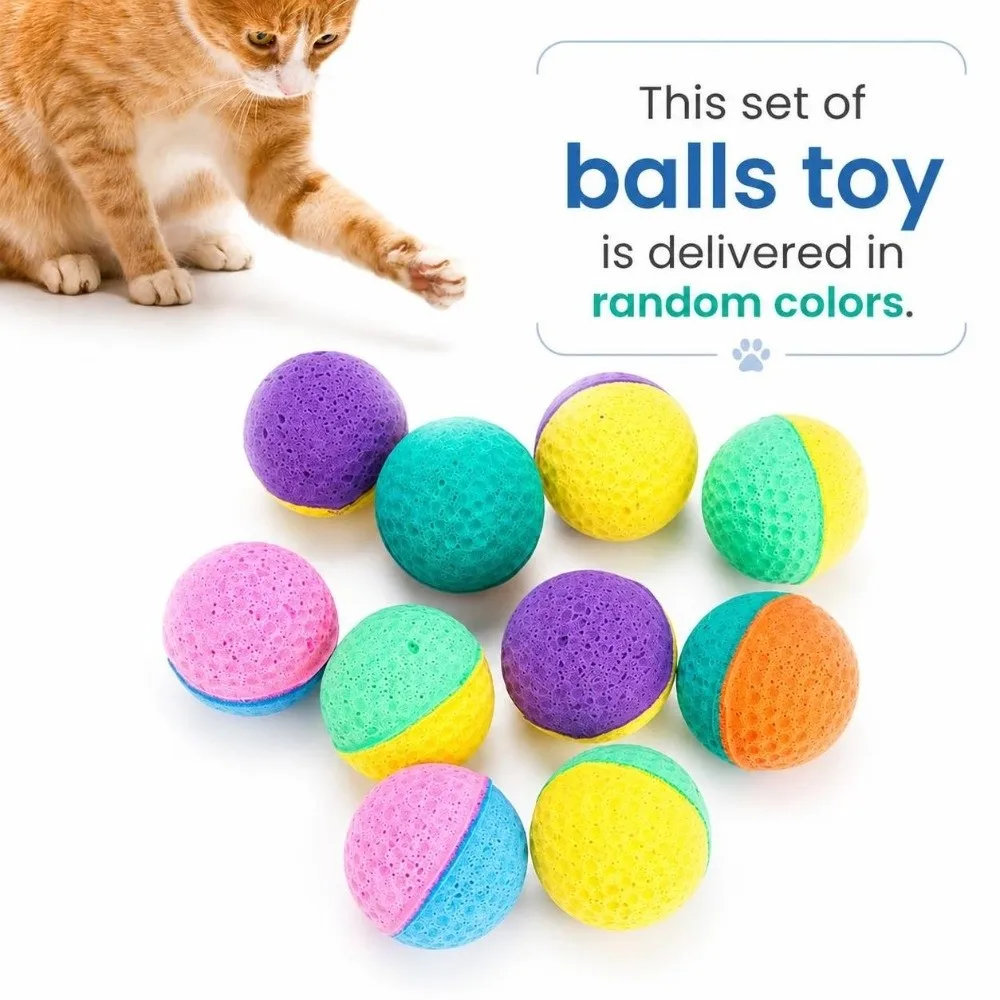 10pcs / set Playful Colorful Cat Play Toy Balls Latex Balls in Random Colors Kitten Toy Balls Pet Cat Toys for Pets
