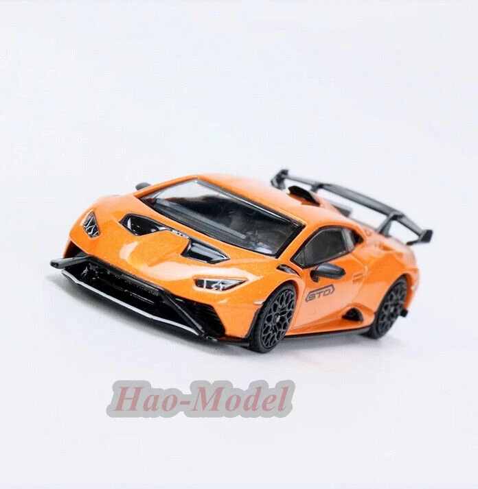 TSM MINIGT 1/64 For Lamborghini huracan STO Alloy Model Car Diecast Simulation Toy Birthday Gift Hobby Display Collection Orange