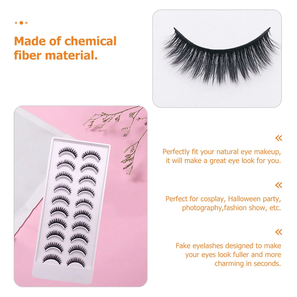 

10Pairs False Eyelashes 3D Multi-Layer Dense Natural Look Chemical Fiber False Lashes for Makeup Cosplay Eye Beauty