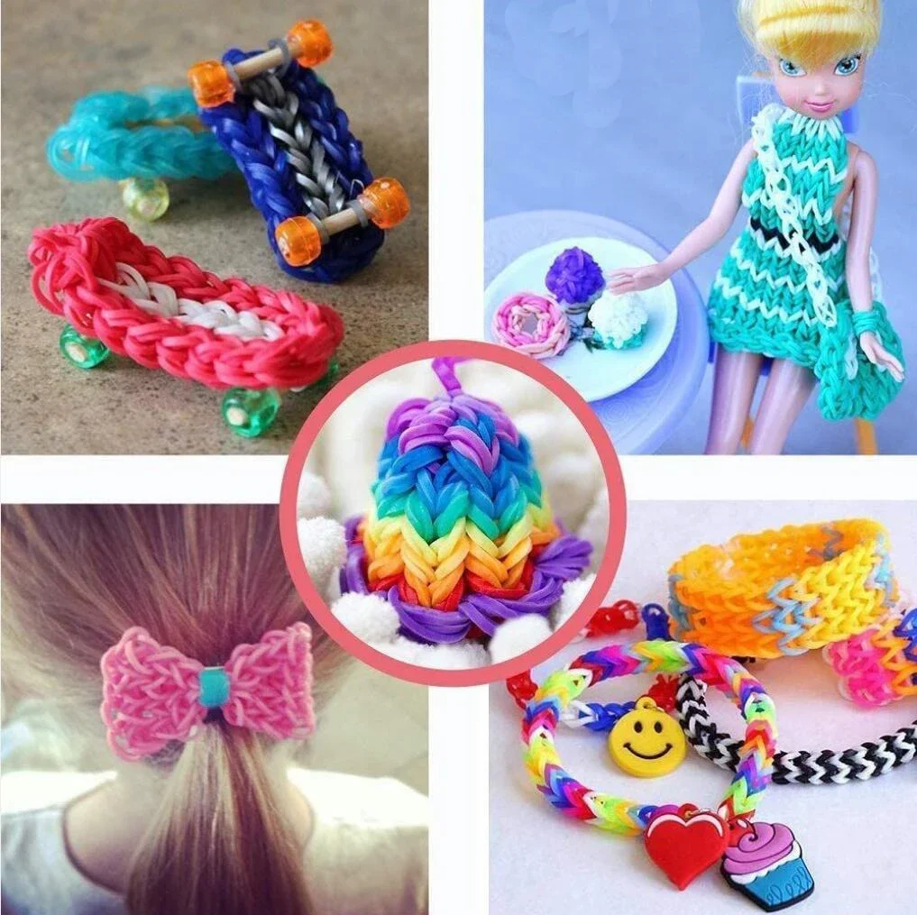 2022 New 600PCS Color Rubber Bands DIY Weaving Tool Elastic Silicone Bracelet Accessories Kids Toys For Children Girls Gift