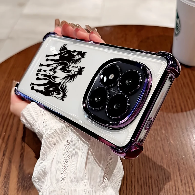 

Plating Clear Soft Phone Case For Vivo Y400 Pro Y300 Y200i Y77 Y77T Y78 Plus Y73S Fashion Horse Pattern Silicon Shockproof Cover