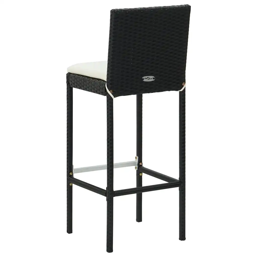 VidaXL-Conjunto de Pátio com Almofadas, Rattan, Preto, Poli, 5 Peças