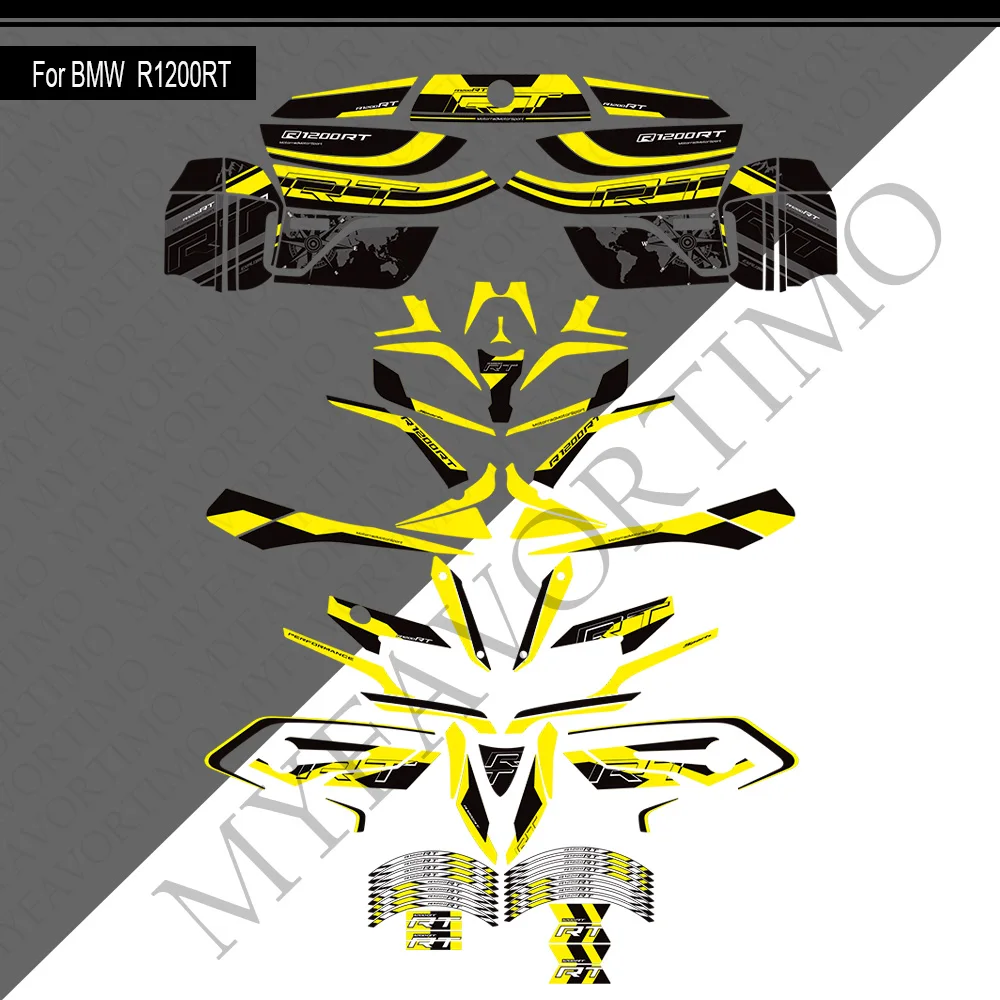 For BMW R1200RT 1200 RT Motorcycle Fairing Fender Trunk Luggage Protector Kit with Tank Pad Grips Knee Wheels Stickers Decals