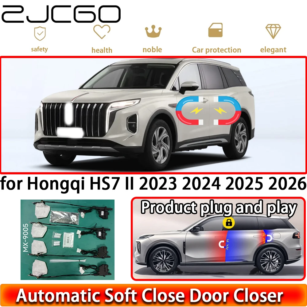 

ZJCGO for Hongqi HS7 II 2023 2024 2025 2026 Soft Close Door Kit Power Closing Latch System Auto Pull Door Easy Close Plug & Play
