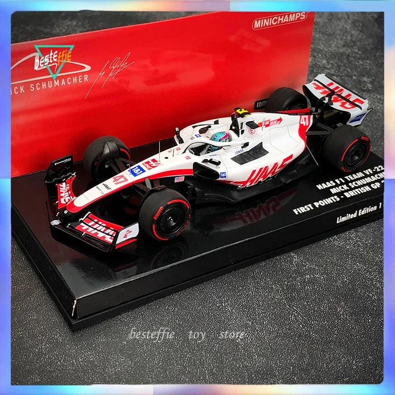 minichamps car model 2022 British Grand Prix Schumacher 1/43 Hans F1 Racing  F1 car model room ornament collection for boy gift