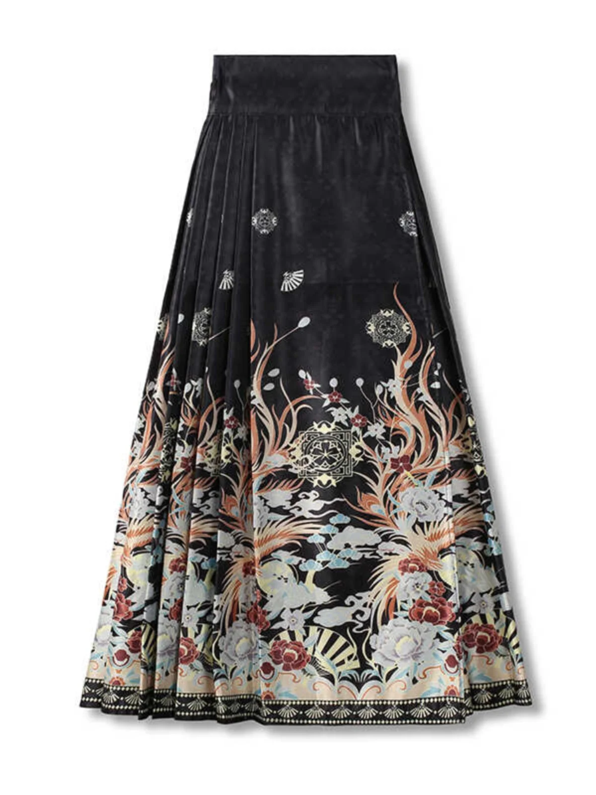 

New Chinese Sle Red Semi-Body Long Skirt Women's Hanfu Commuter Skirt High Waist A-Line Retro Court Faion 2025 Autumn