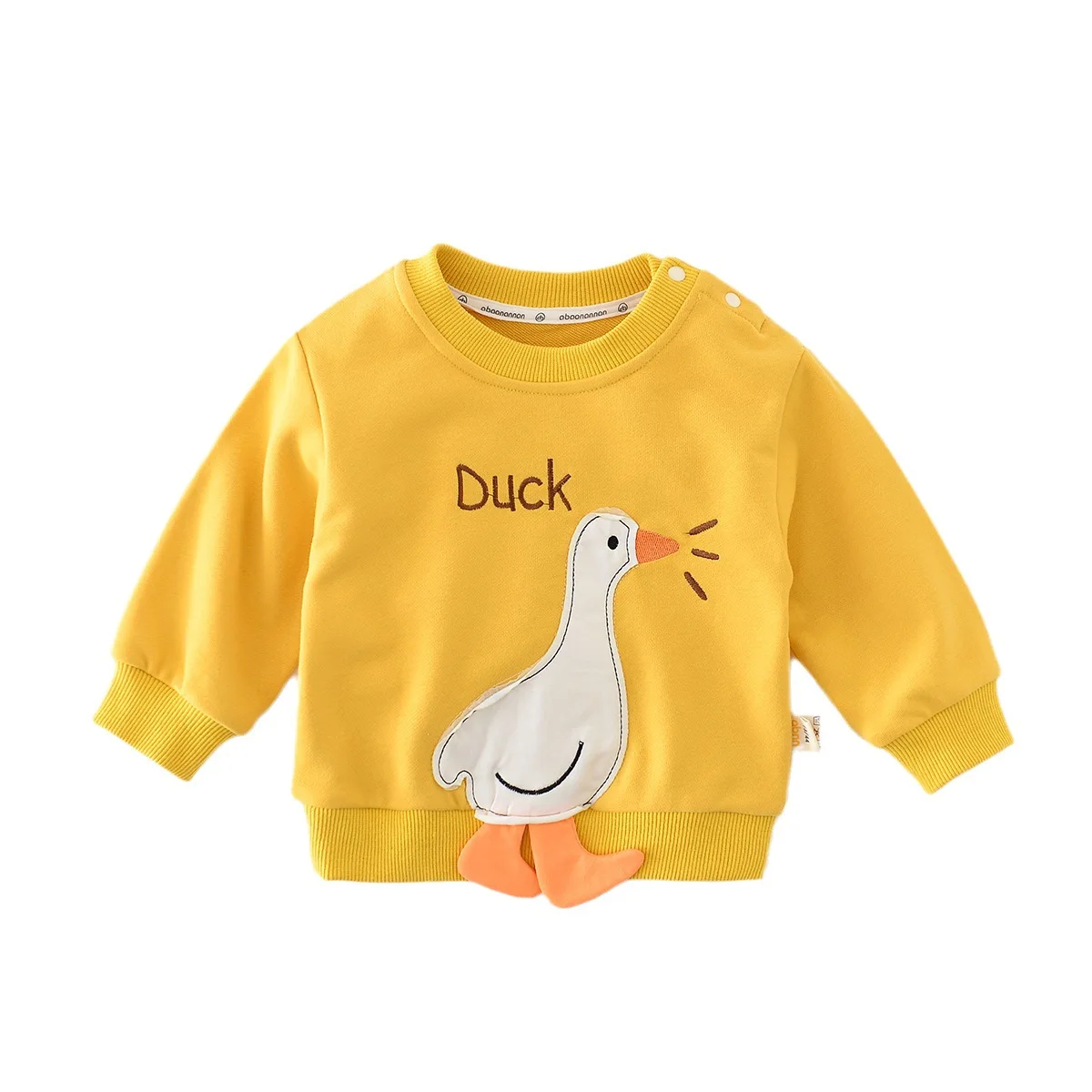 Autumn Ins 2023 Newborn Baby Boys Bodysuit Cotton Long Sleeve Duck Patched Infant Boys Rompers Loose Toddler Boys Pullovers