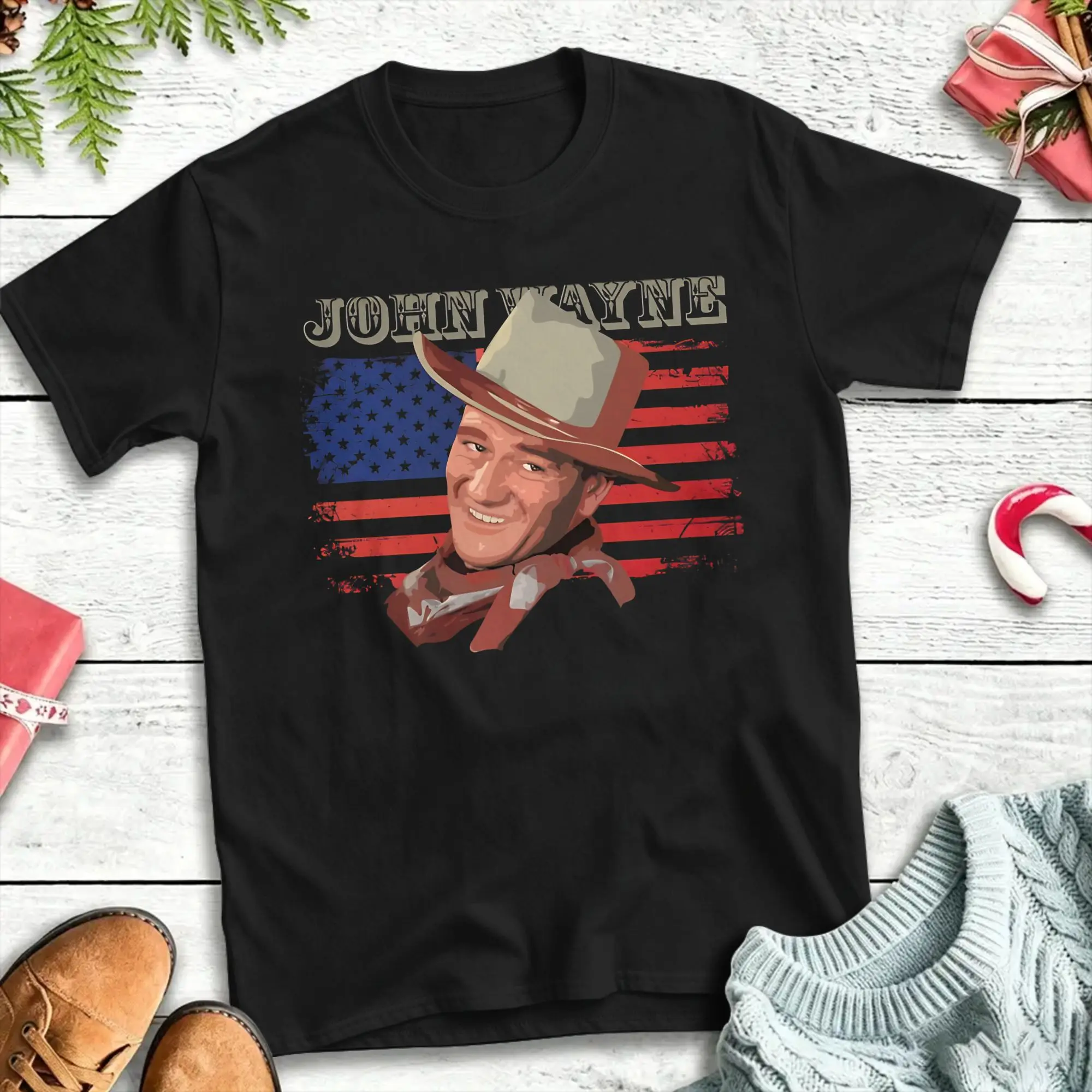 Men John Wayne T Shirts  Cotton Tops Summer Y2K Basic Short Sleeve T Shirt O Neck Harajuku Loose Tshirt