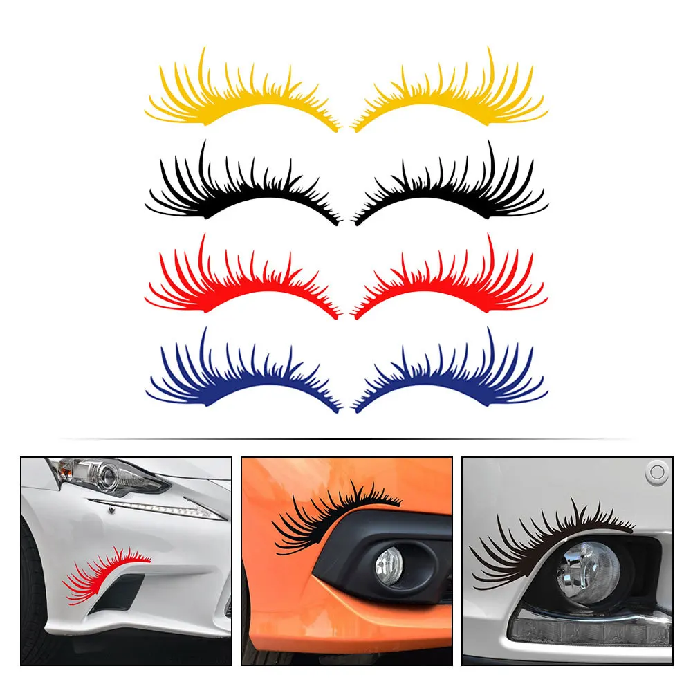 4 أزواج من شارات رموش السيارة للمصابيح الأمامية بألوان زاهية عصرية ومتينة وآمنة وبسيطة تركيب رموش السيارة للمصابيح الأمامية #3