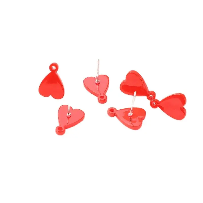 10pcs/lot Acrylic Ear Post Stud Earrings Hearth Round With Loop For DIY Jewelry Making