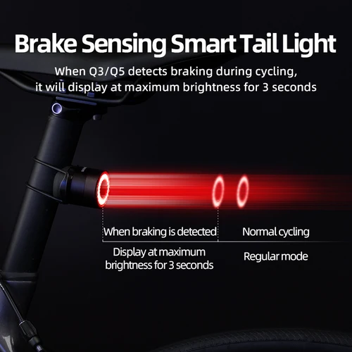 Imagen 2 del producto ROCKBROS-luz para bicicleta, resistente al agua, recargable tipo C, linterna de alcance de 200M con luz trasera, accesorio para ciclismo