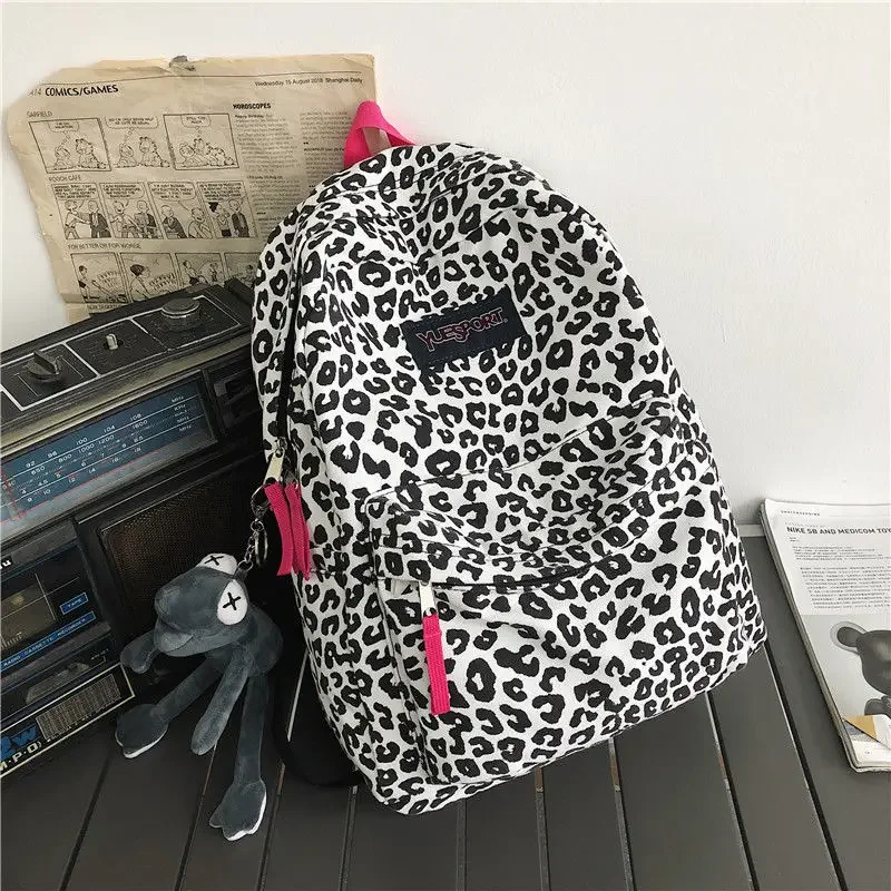 Mochila con estampado de leopardo para mujer, mochilas escolares con diseño de animales divertidos para niñas adolescentes, bolsos Kawaii con