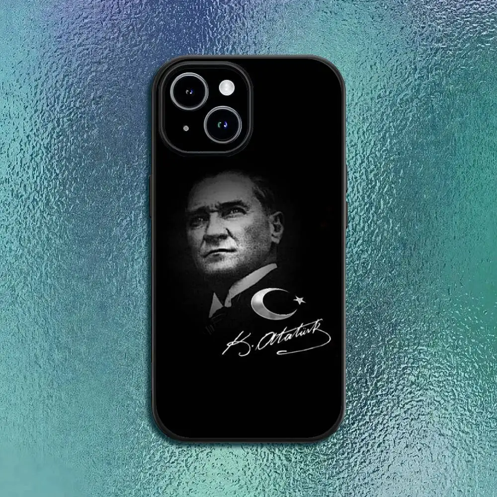 Casing HP M-Mustafa Kemal A-Ataturk S-Signature Untuk IPhone 17 12 13 14 15 16Pro Max Plus Classic hitam soft shell