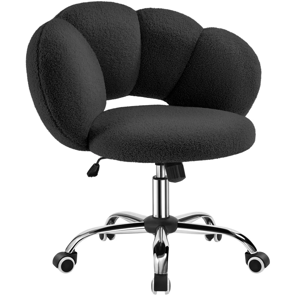Cloud-Shaped Upholstered Vanity Chair with Adjustable Height & Smooth-Rolling Wheels – Stylish Desk or Reading Seat for Home Office, Bedroom, or Dressing Area view 6