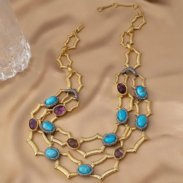 

European and American original design copper rhinestone necklace