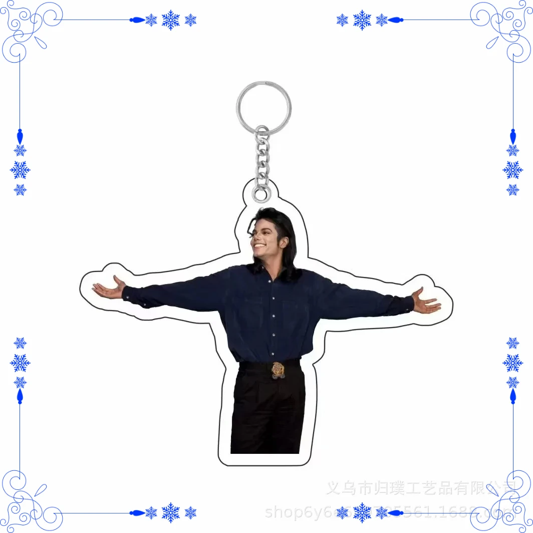 Fashion Acrylic Pendant MJ Keychain, Michael Jackson Decor Accessory, Collectible Ornament for Gift Bag and School Backpack