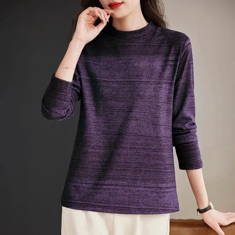

Half High Collar Base Layer Women's Spring Autumn Winter New Fashion Long Sleeve T-Shirt Warm Top
