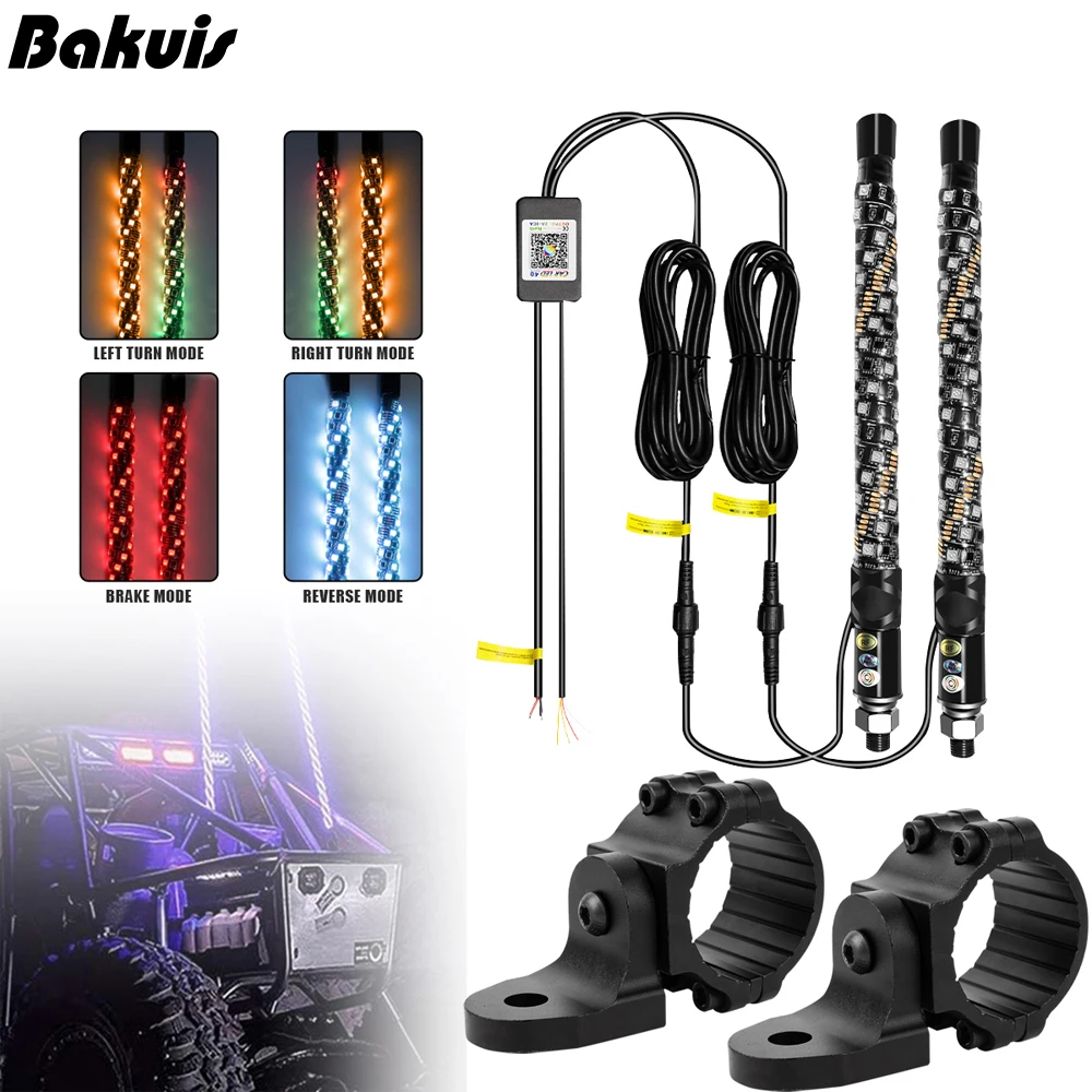 

LED Whip Lights Bracket kit,Remote Control Flagpole Antenna Whips,for Can am UTV, ATV, Off Road, Truck, Sand, Buggy Dune, RZR