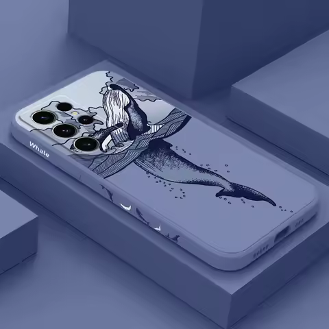Whale Jumping Phone Case For Samsung Galaxy S25FE S24 S23 S22 S21 S20 S10 S10E S9 Ultra Plus FE Note 20 Ultra 10 9 Plus Cover