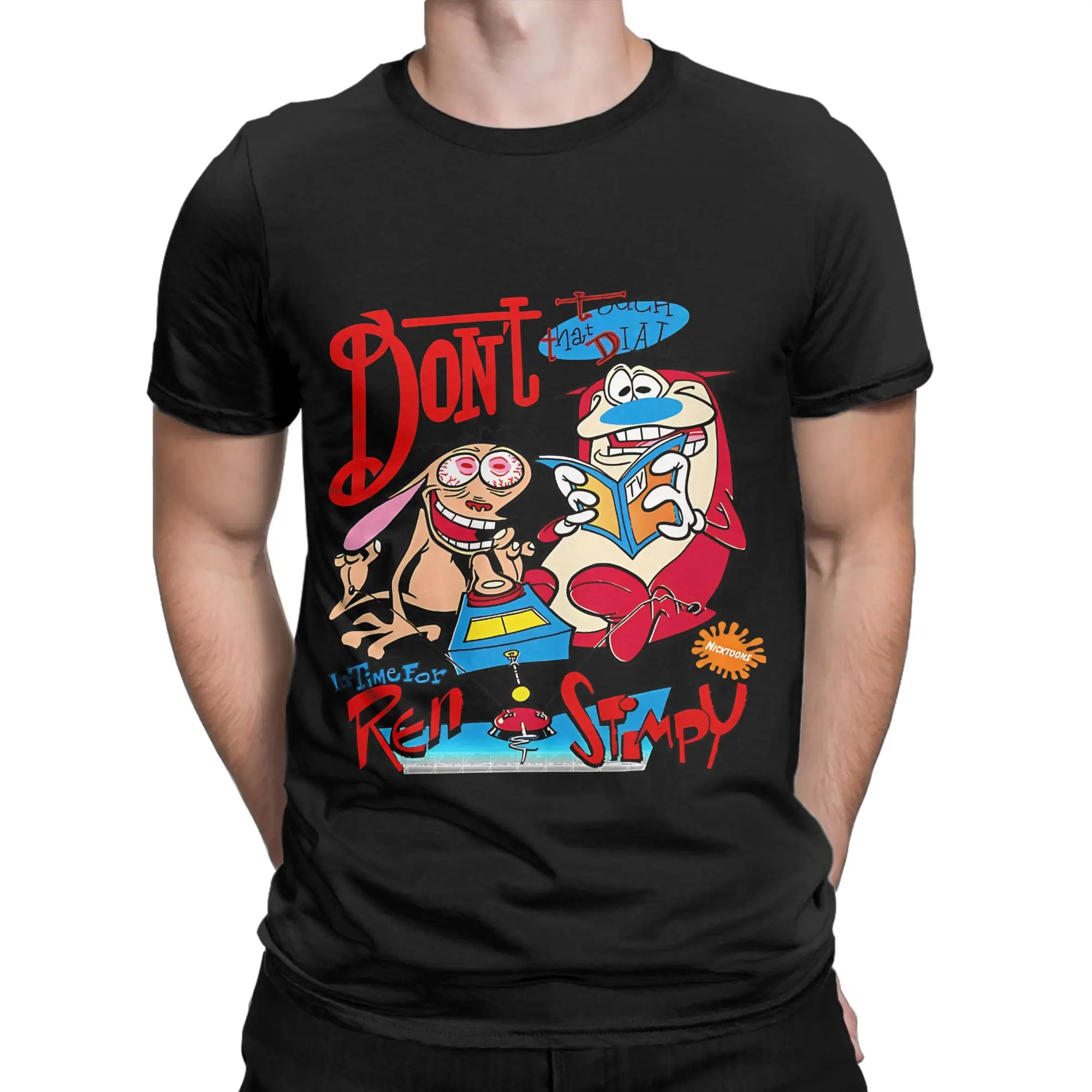 Ren and Stimpy Cartoon Kids Vintage Cartoon Movies Funny Graphic 100% Cotton T-Shirt The rRen Stimpy Show Tops Tees For Men