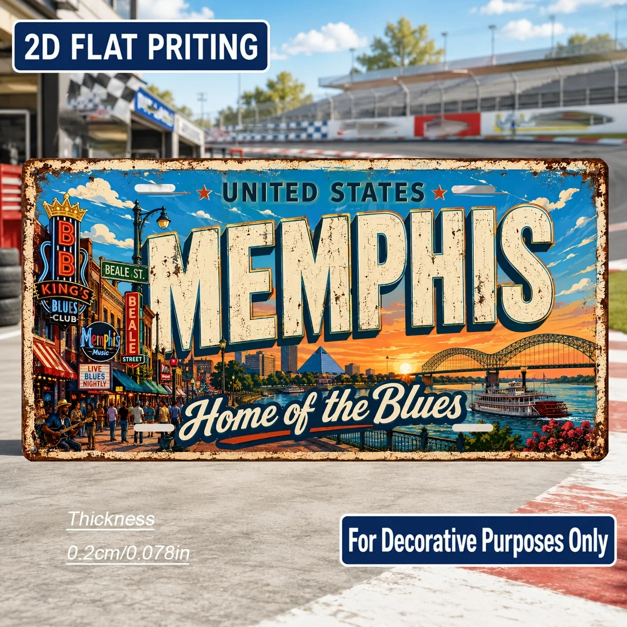 2D Flat, [2D Flat] 2D Flat, 1pc, Memphis-themed Vintage Sign, for Decorative Use Only, Home Decor, Birthday Gift, Vintage Wal