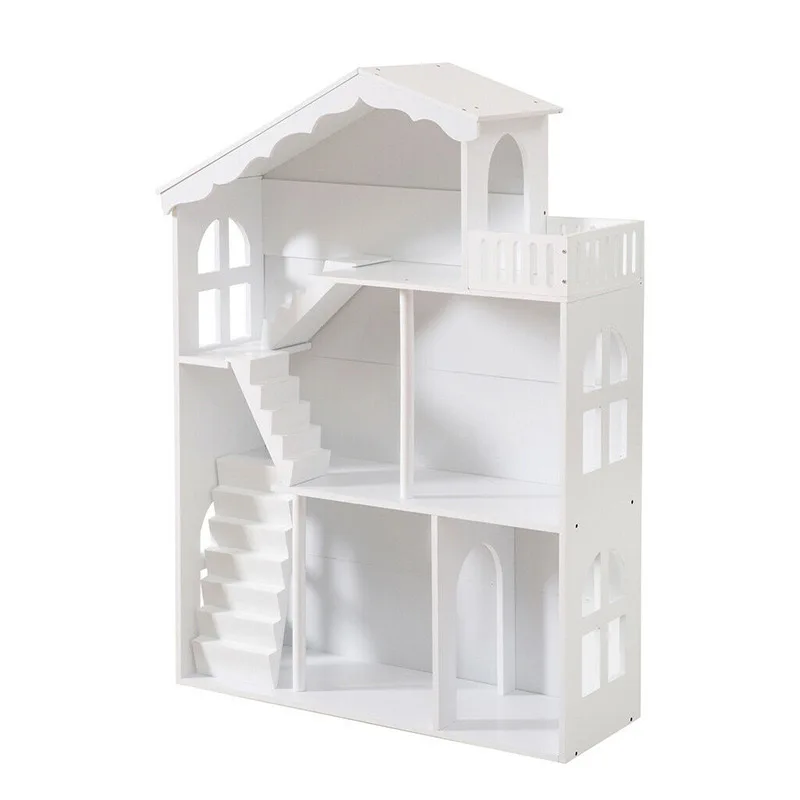 Children's doll solid color staircase combination bookshelf toy house wooden storage cabinet rack floor type multi-layer wooden image 5