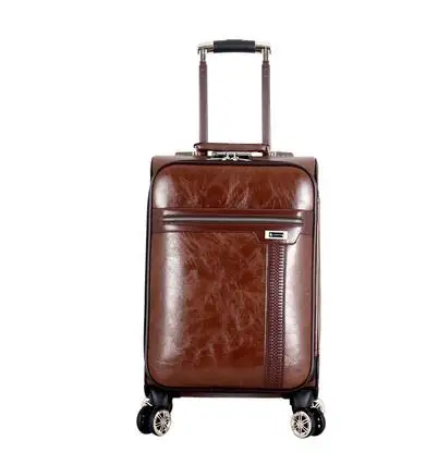 Mannen 20 inch rollende reisbagage PU lederen koffer 24 inch reistrolley bagagetas trolley tas 18 inch spinner koffer - afbeelding 1