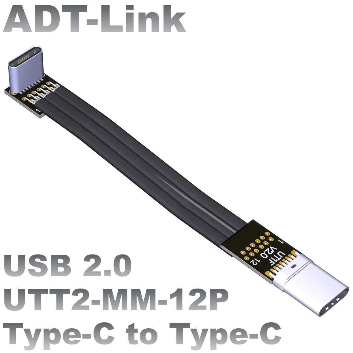 

USB2.0 Flat Thin Cable Type-C Angle Charging data cable core cable with shielding to support high current ADT