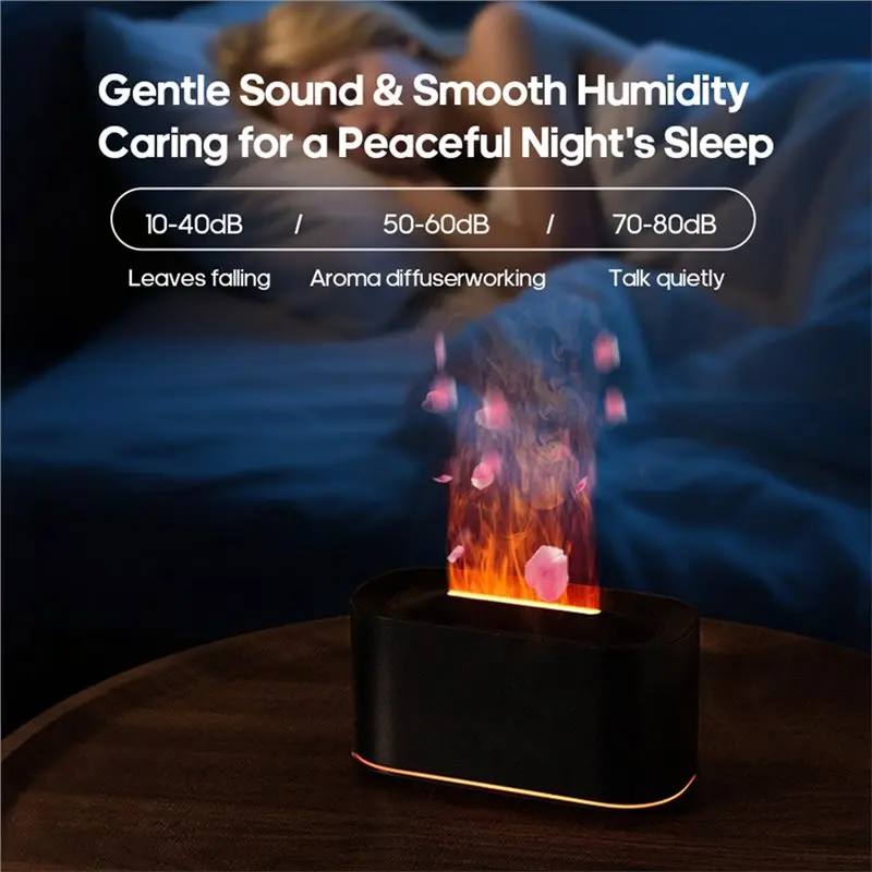A40Z-USB Mini Aroma Diffuser Essential Oil Diffuser Simulation Flame Essential Oil Aromatherapy Desktop Air Humidifier