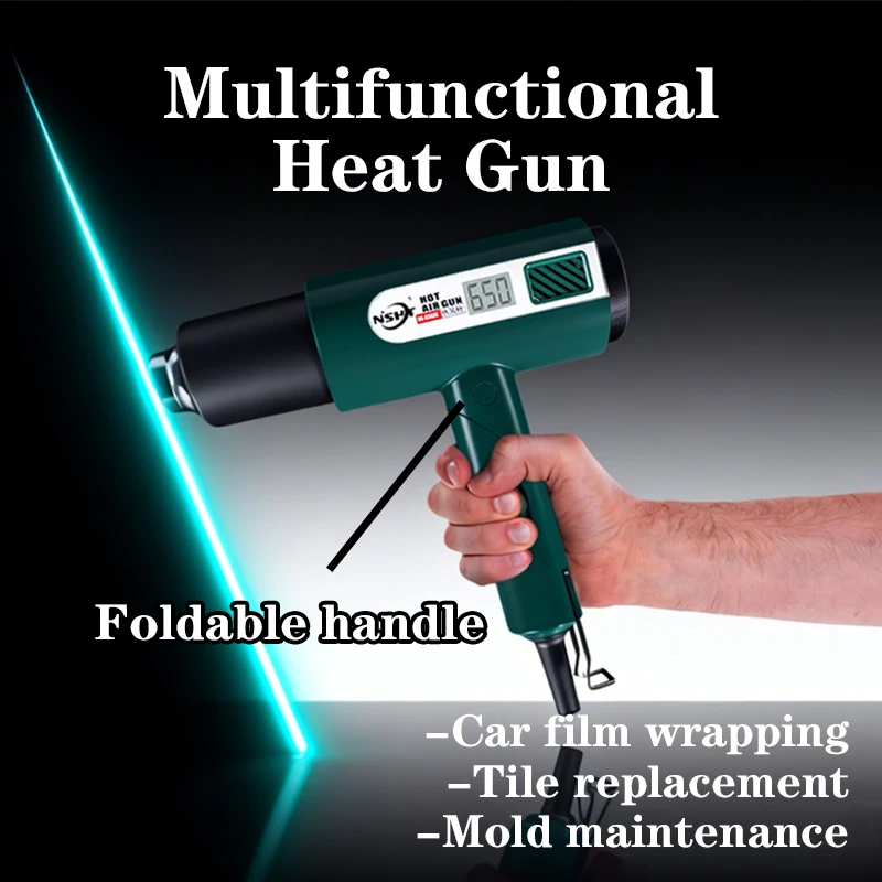 Industrial High-Power Heat Gun with Digital Display, Constant & Adjustable Temperature, for Car Vinyl Wrap & Heat Shrink Tubing
