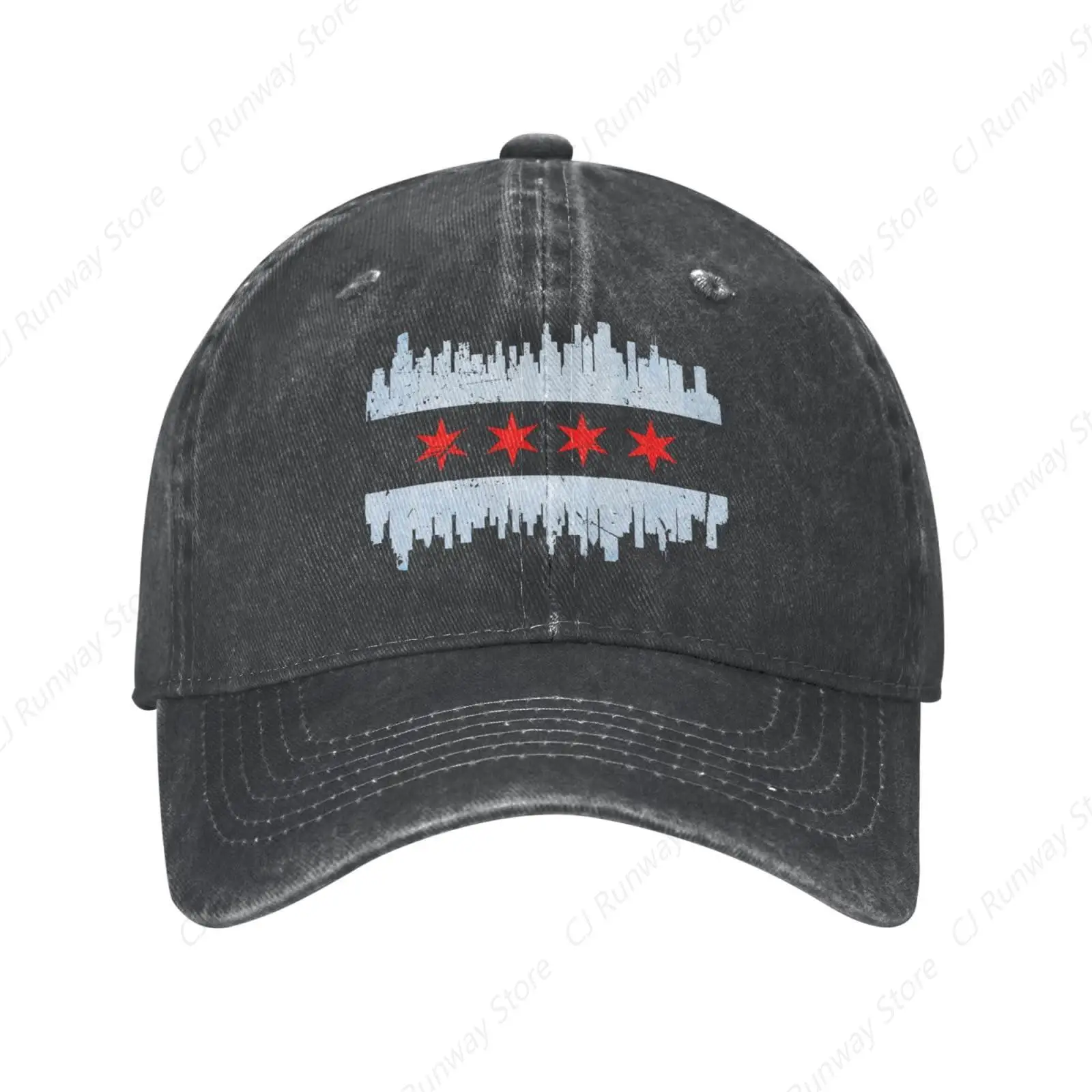 Chicago Skyline Flag Baseball Cap Golf Dad Hat Adjustable Unconstructed for Men Women