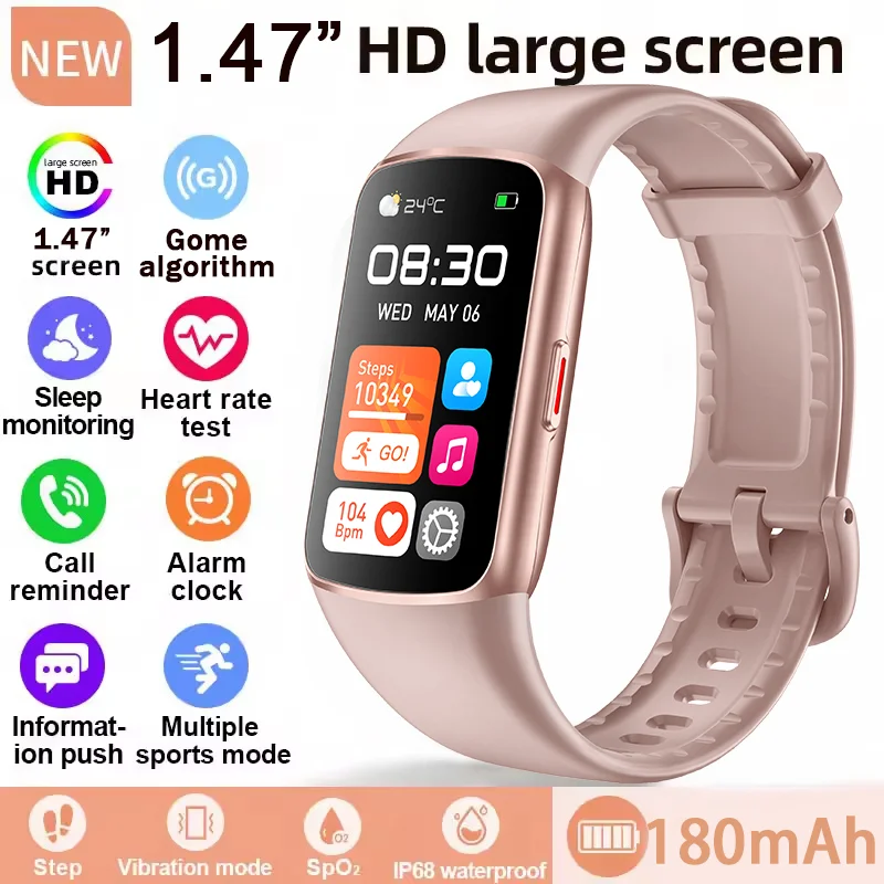 NEW Smart Bracelet AMOLED HDScreen BT Call Sports Heart Rate Sleep Monitoring Waterproof Lightweight Smartwatch for Android iOS