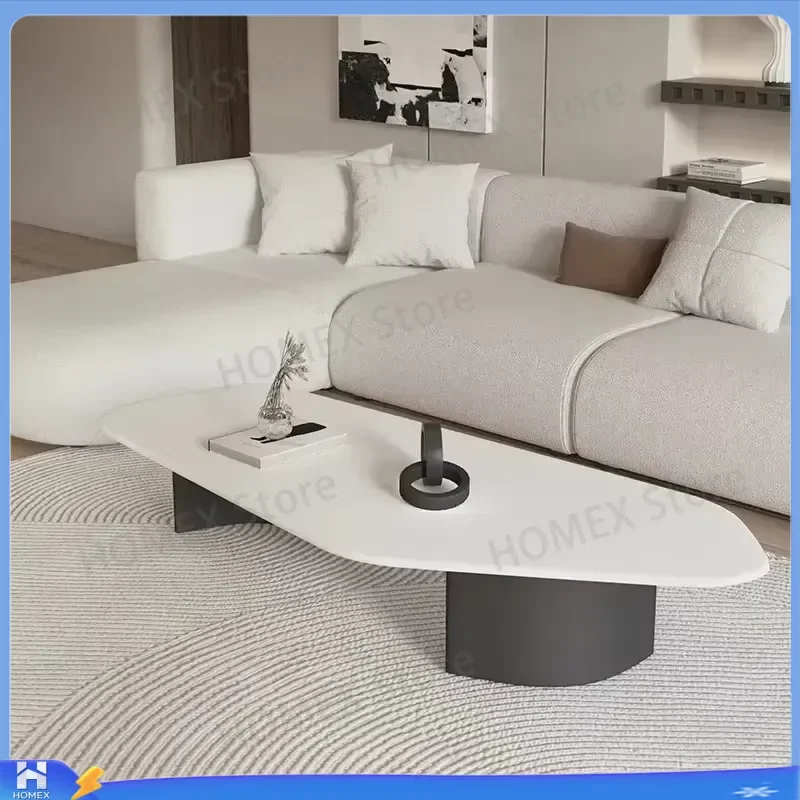 Luxury Marble Effect Coffee Table Retro European Nordic Style Modern Glam Living Room Furniture Center Table Home Decor