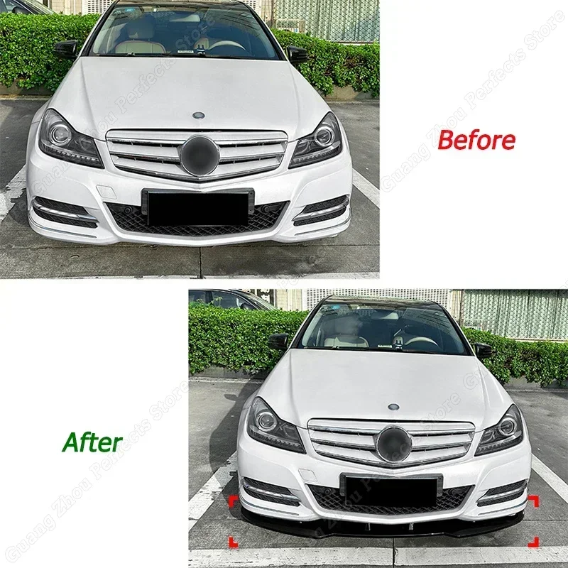 Car Gloss Black Front Bumper Splitter Lip Spoiler Diffuser Guard For Mercedes Benz C Class W204 Standard 2011 2012 2013 2014 LCI