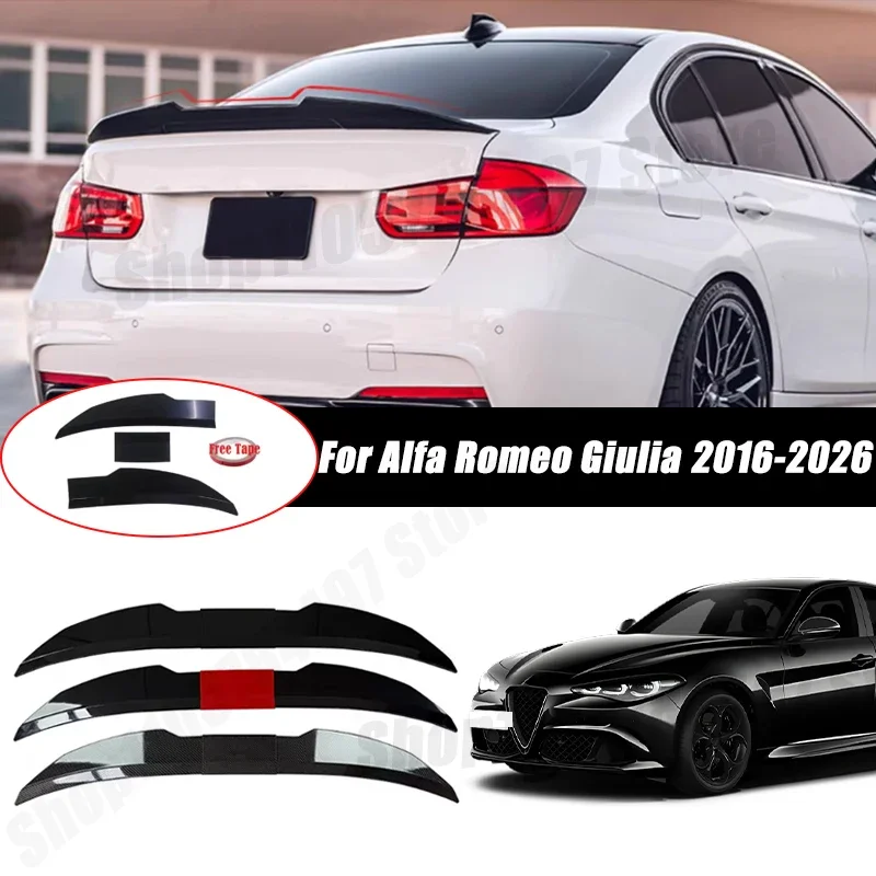 3pcs Sedan Rear Trunk Spoiler For Alfa Romeo Giulia 2016-2026 Adjustable DIY Modified Trunk Spoiler Automotive Accessories