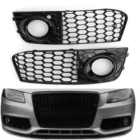 Artudatech 페어 허니컴 메쉬 안개등 오픈 벤트 그릴 흡기 Audi A4 B8 2009 2010 2011 2012