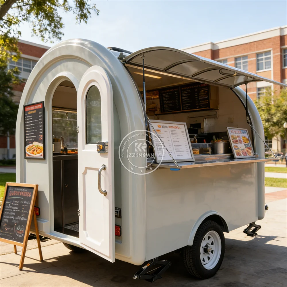 Modern Fully Equipped Kitchen Pizza Coffee Ice Cream BBQ Crepes Food Trailer CE DOT Approved Food Truck With Full Kitchen