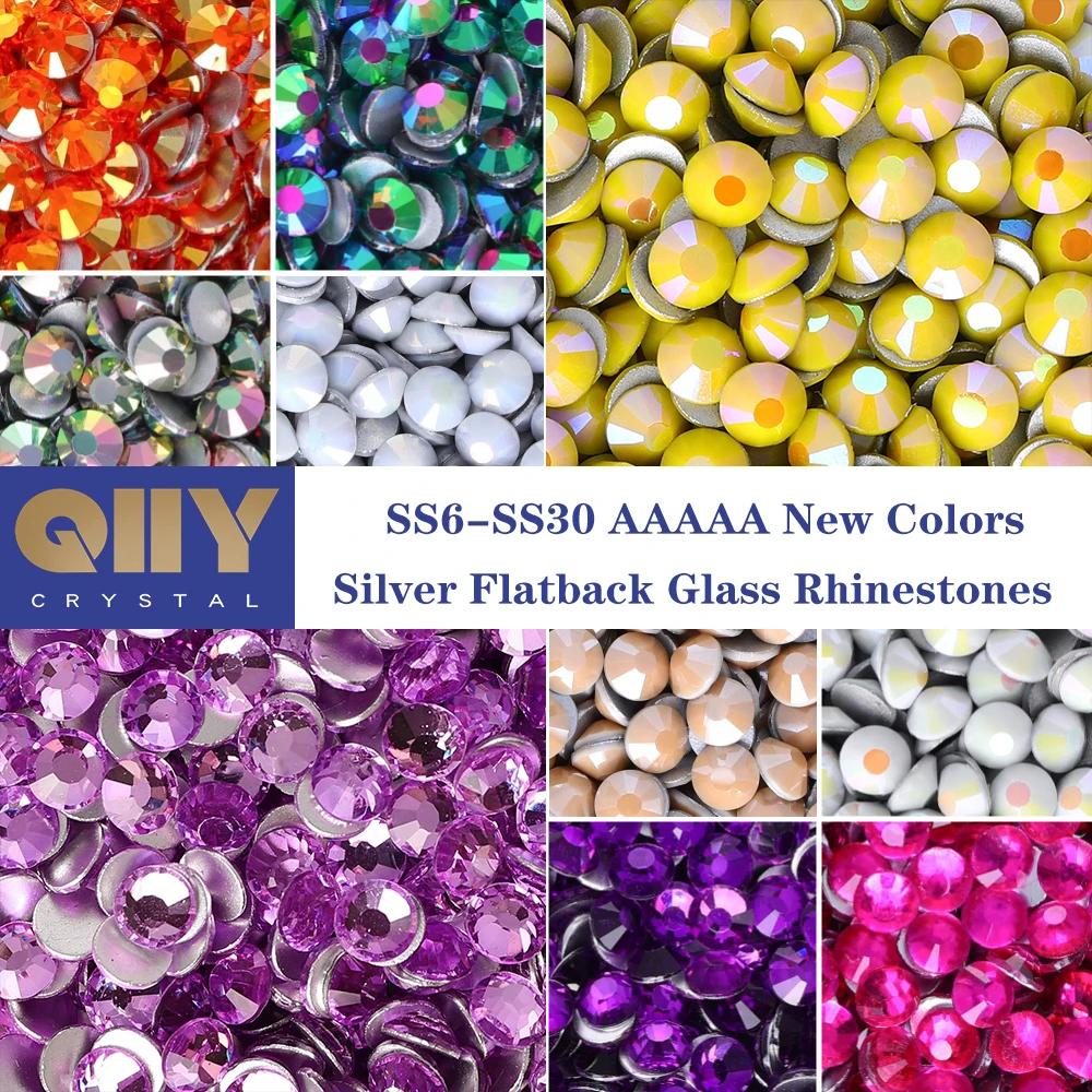 QIIY nouvelles couleurs SS6-SS30 verre cristal Strass Flatback paillettes Strass pierres pour bricolage artisanat décoration Nail Art accessoires