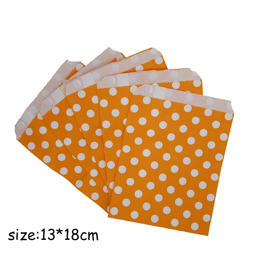 30pcs 18*13CM Wave Dot Kraft Paper Candy Biscuit Bags Packing Pouch Popcorn Bag Birthday Wrapping Supplies Pastry Tool