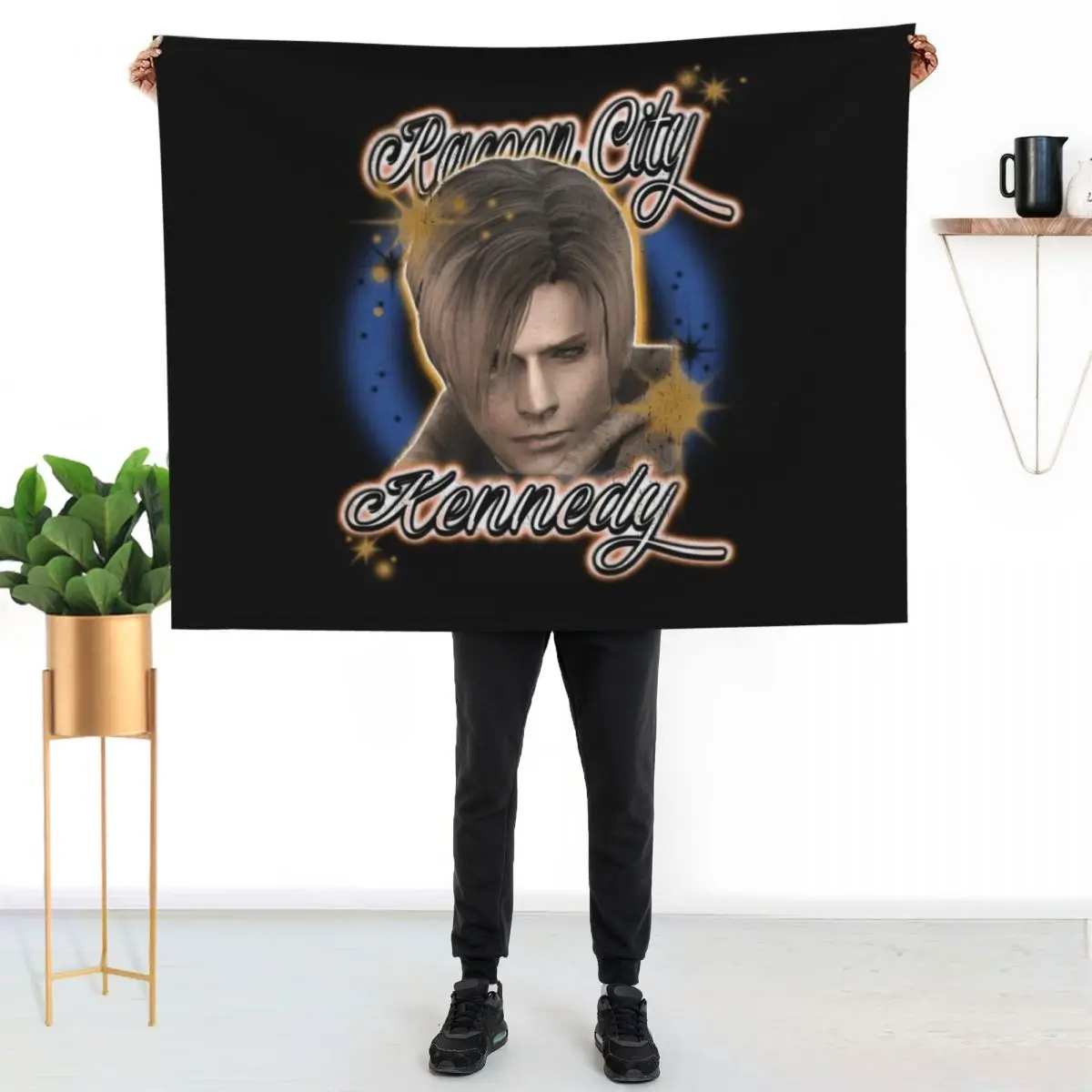 Leon Kennedy Vintage Airbrush \t \t Throw Blanket Fuzzy Plush Throw Blanket for Sofa Chair
