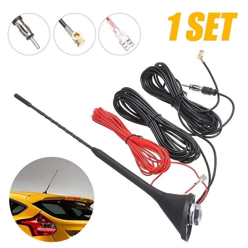 1SET Car Universal Roof Radio Car Aerial Antenna Mast Mount Active Amplified DAB + FM Radio Aerial Antenna Mast