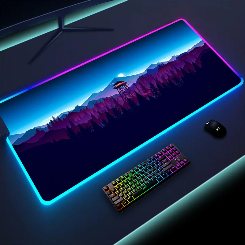 colorido luminous led lighting mouse pad non slip rgb gaming mousepad grande desk mat firever forest pc gamer 900x400 mm xl 01