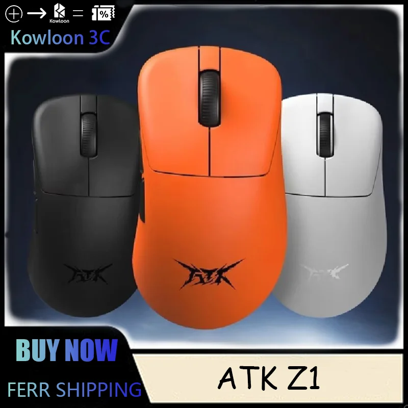 

Беспроводная мышь ATK Z1 Pro Max Ultra 8K PAW3950, легкая, эргономичная, среднего и большого размера, для рук, для игр, для электронных видов спорта, для офиса, скорость прополки 0,39 мс