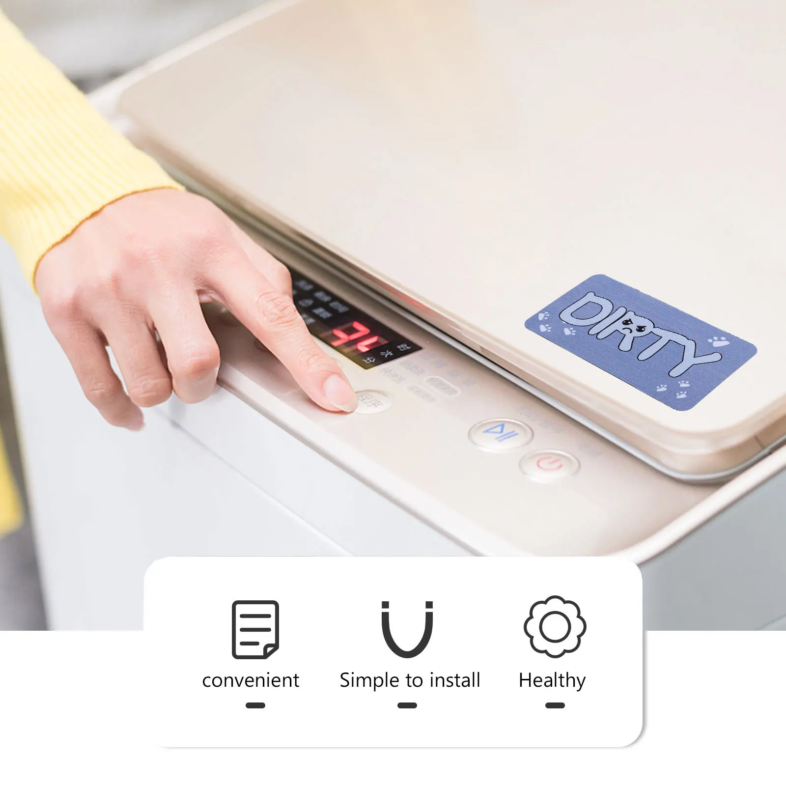 

Dishwasher Magnet Sticker Cleaning Indicator Double-Sided Magnetic Sign Hold for Dishwasher Laundry Washing Machine