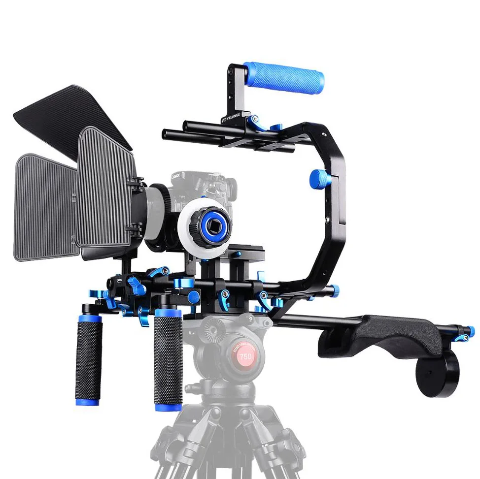 Pro dslr vídeo rig filme kit ombro montar rig siga foco fosco caixa c forma suporte gaiola alça superior para câmera dslr filmadora