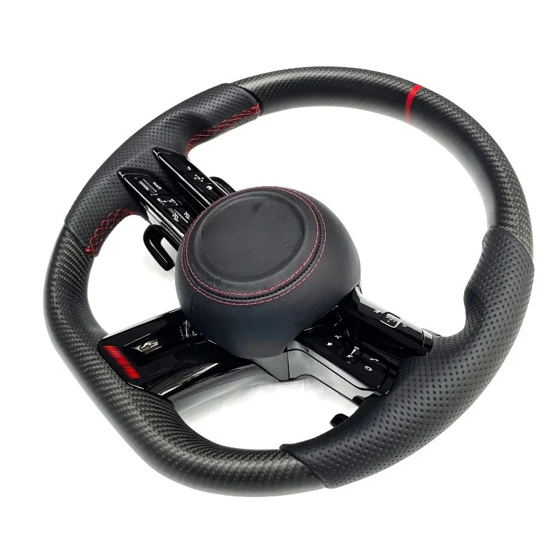 

Premium carbon fiber steering wheel that provides racing enthusiasts with increased grip comfort and durability