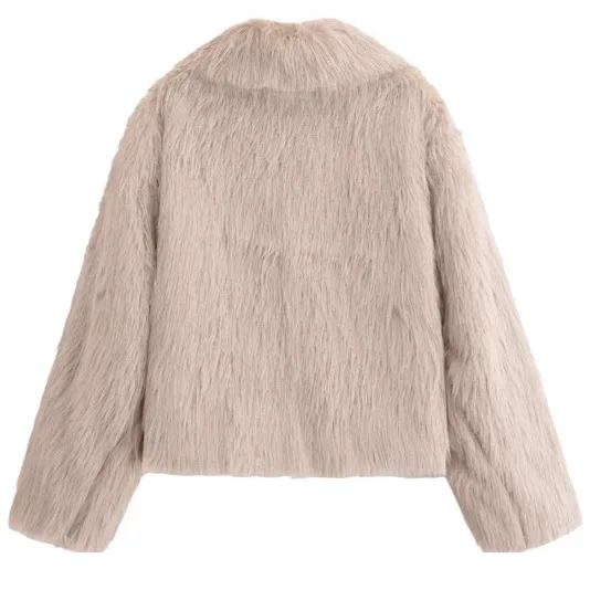 Comodo cappotto invernale in pelliccia artificiale da donna Colletto dettagliato Giacca in pelliccia sintetica da donna Cappotto in pelliccia ecologica ispessito per signora